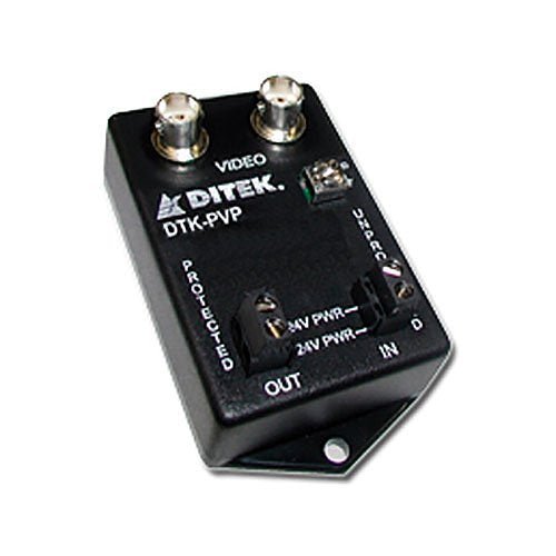 Ditek DTK-PVP27B surge protection device for coax cables, designed to protect cameras from power surges and electrical spikes.