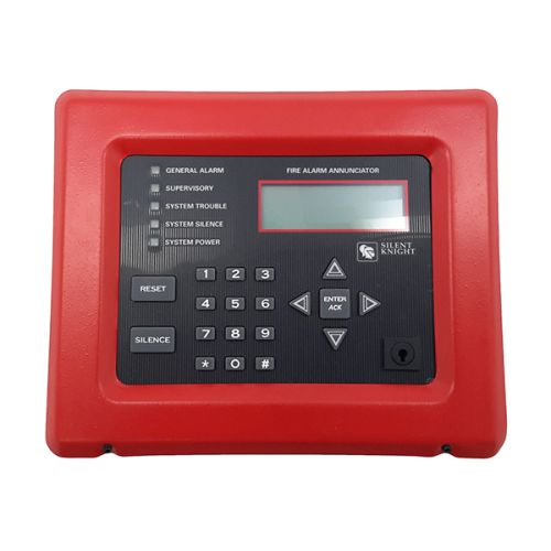 Red Farenhyt RA-1000R remote annunciator with multiple indicator lights and control buttons, mounted on a panel.