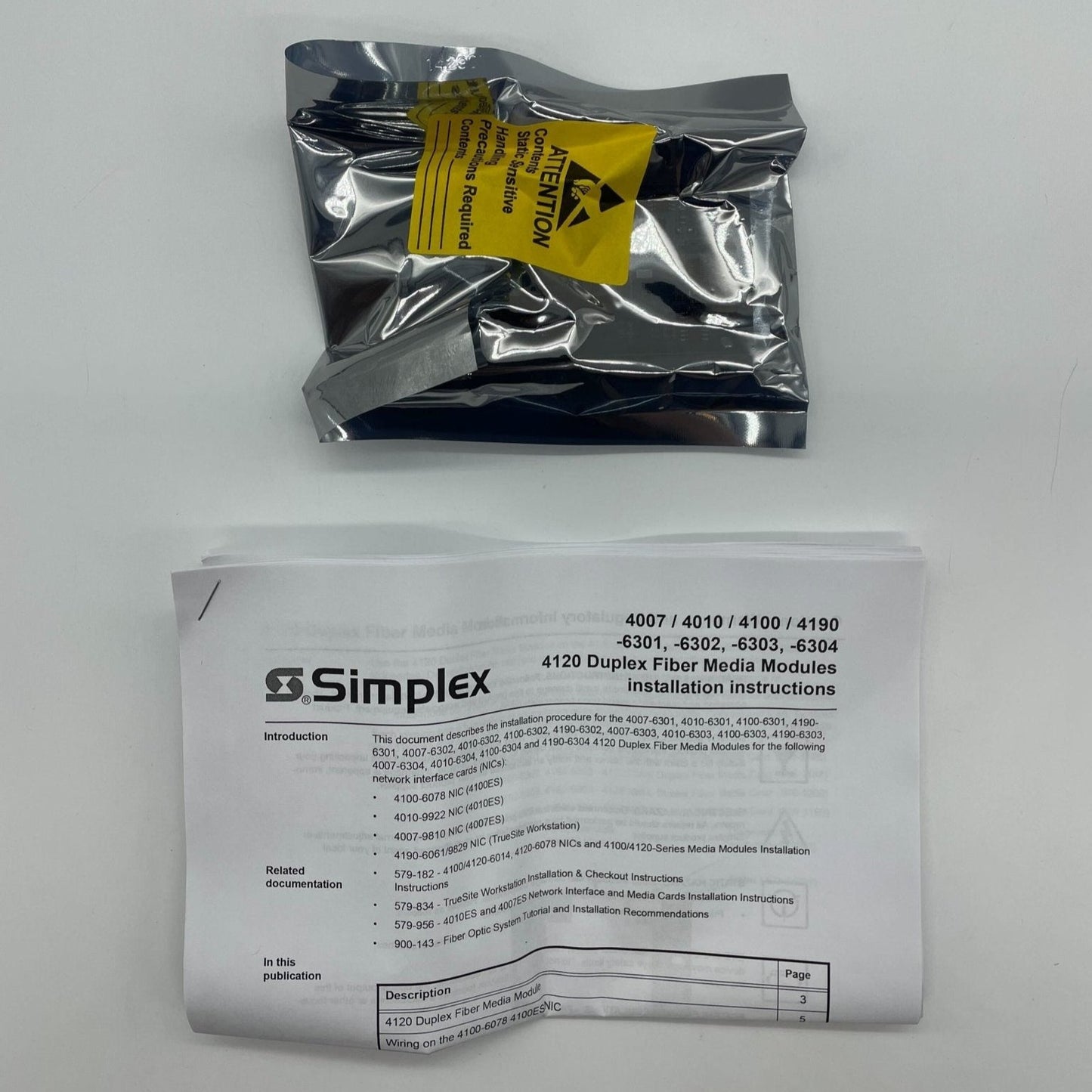 Simplex 4100-6301 4100ES Panel Module interface board with fiber media ports for communication and networking.