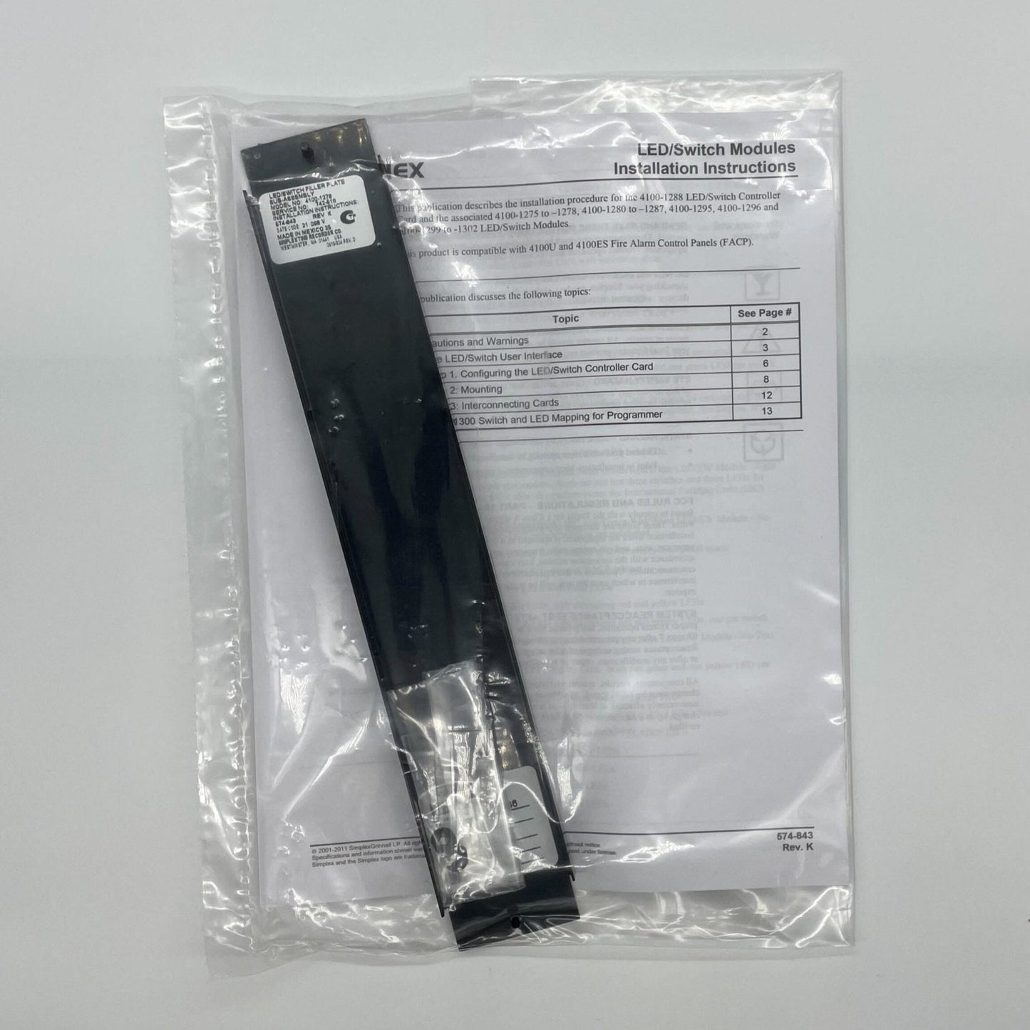 Simplex 4100-1279 4100ES Panel Module interface board with blank display, used for security system panels by Simplex.