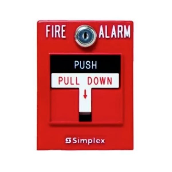 Simplex 4099-9006 IDNet addressable manual pull station with dual-action design for fire alarm activation.