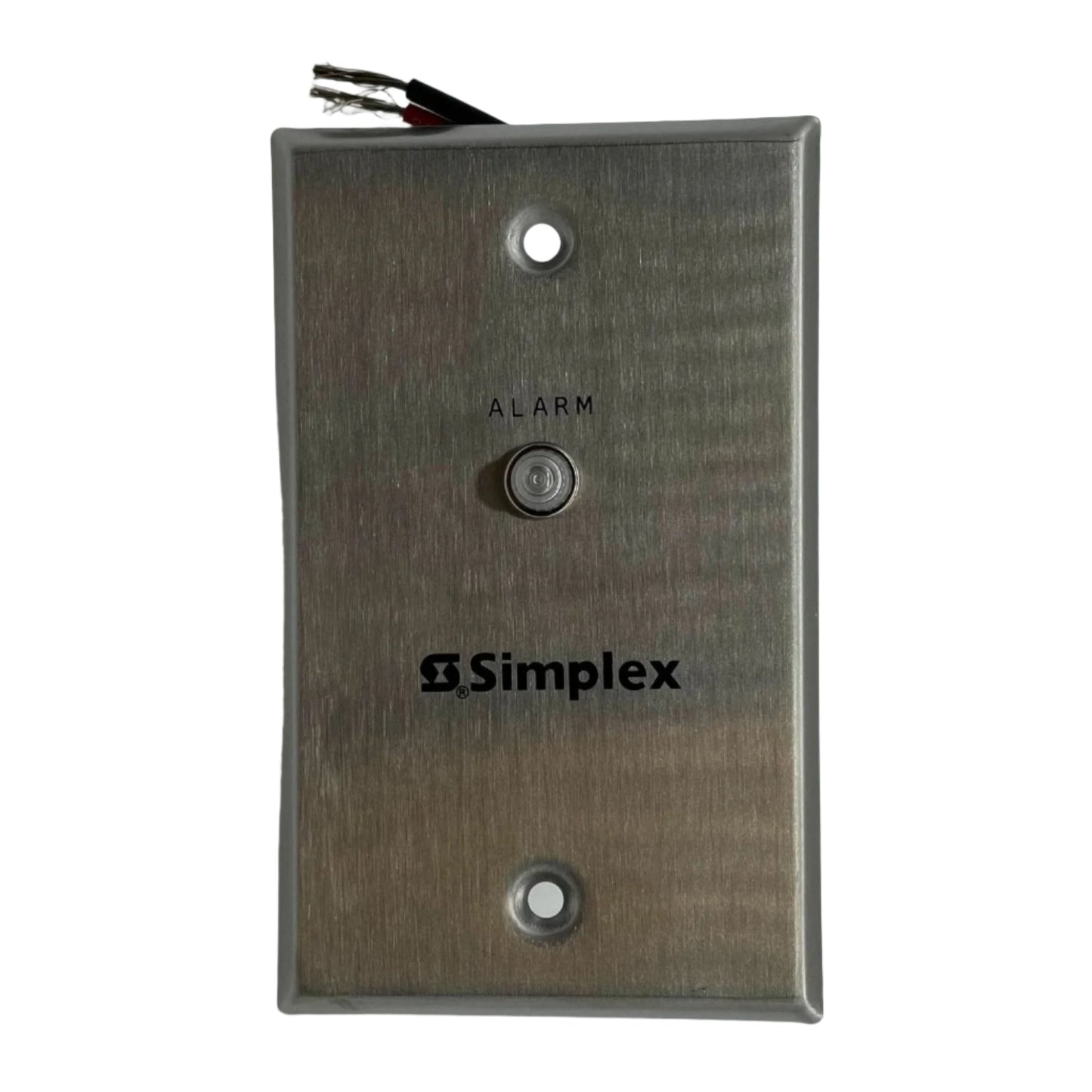 Simplex 2098-9808 conventional photo smoke detector with remote alarm indicator, mounted on ceiling for fire safety detection.