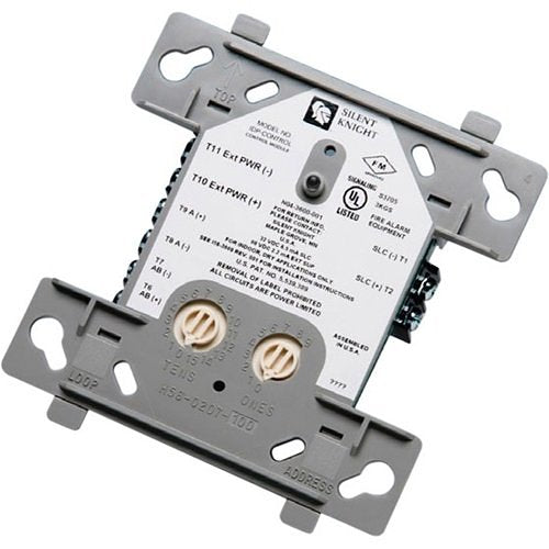 Silent Knight SK-CONTROL addressable control module displaying wiring connections and control interface for fire alarm systems.