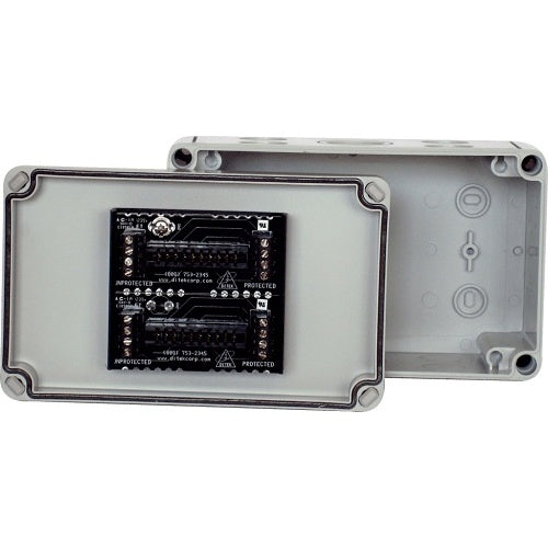 Ditek DTK-TSS3 surge protection device mounted on electrical panel for surge and spike protection in electronic systems.