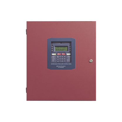 Fire-Lite ES-200XI intelligent addressable control panel with display and control buttons for fire alarm system management.