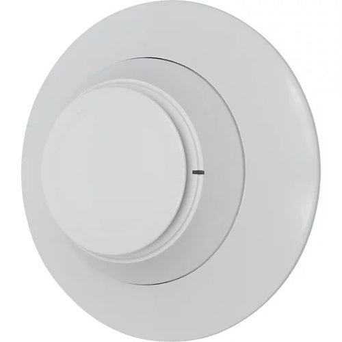 Fire-Lite SD365 addressable photoelectric smoke detector showing its round white sensor with wiring terminals on the back.