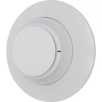 Fire-Lite SD365 addressable photoelectric smoke detector showing its round white sensor with wiring terminals on the back.