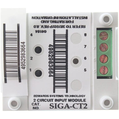 Edwards SIGA-CT2 Signature Series dual input monitor module with multiple connection ports and control buttons.