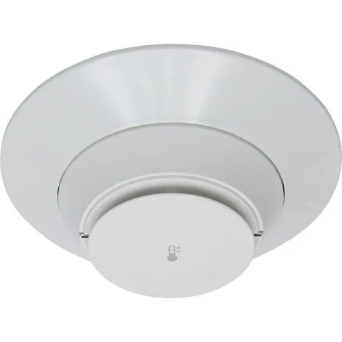 Silent Knight SK-HEAT-W addressable heat detector with a white sensor head for fire safety and temperature monitoring.
