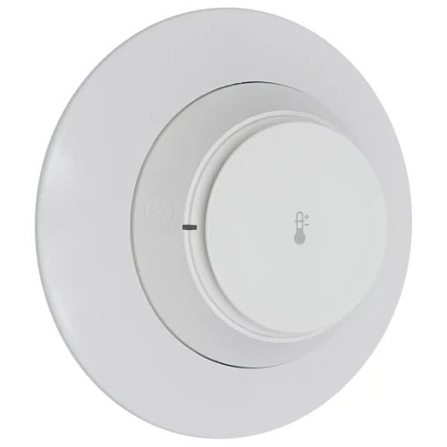 Silent Knight SK-HEAT-W addressable heat detector with mounting bracket and sensor element for fire safety applications.
