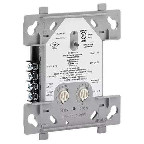 Silent Knight SK-MONITOR addressable input monitor module with multiple input ports and LED indicators on a white background.