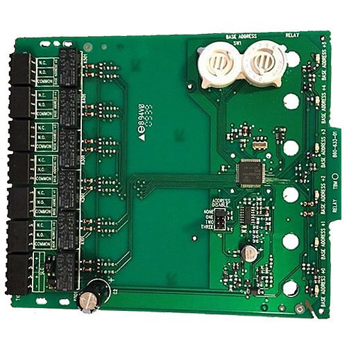 Silent Knight SK-RELAY-6 addressable relay module with six relay channels, compact design, and connection terminals.