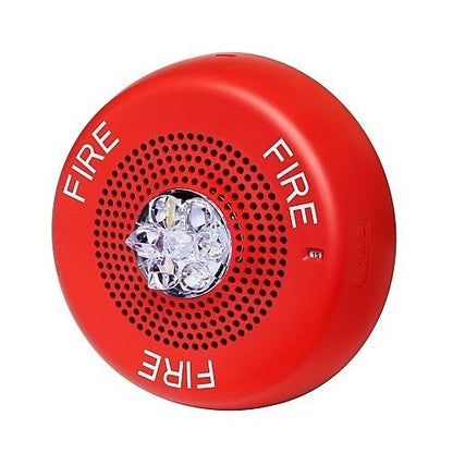 Eaton Wheelock ELCHSRC horn strobe alarm with yellow housing and mounting bracket, designed for emergency signaling and alerts.