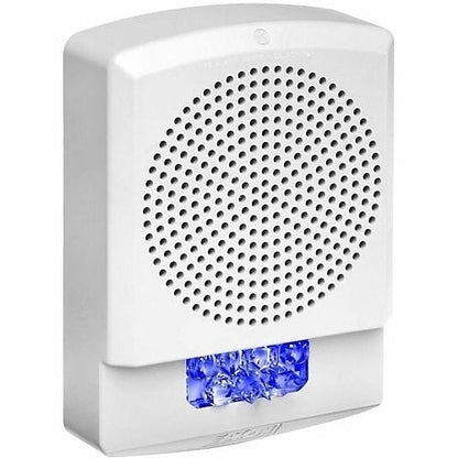 Eaton Wheelock Eluxa Multi-Tone Wall Horn with strobe, audible device for emergency alert systems, black and red color.
