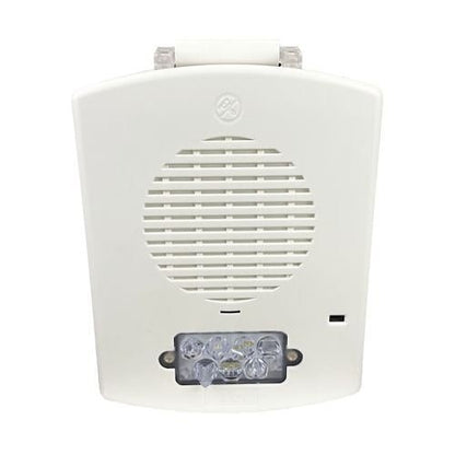 Eaton Wheelock EL3RSPST-FW outdoor speaker strobe visual device with 3R plate, mounted for safety alert signaling
