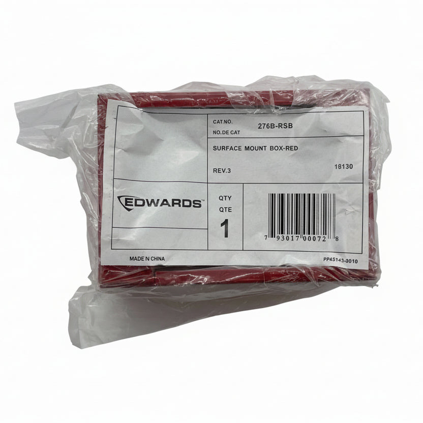 Edwards 276B-RSB manual pull station replacement backbox, surface-mount, red, for emergency alarm systems, durable metal construction