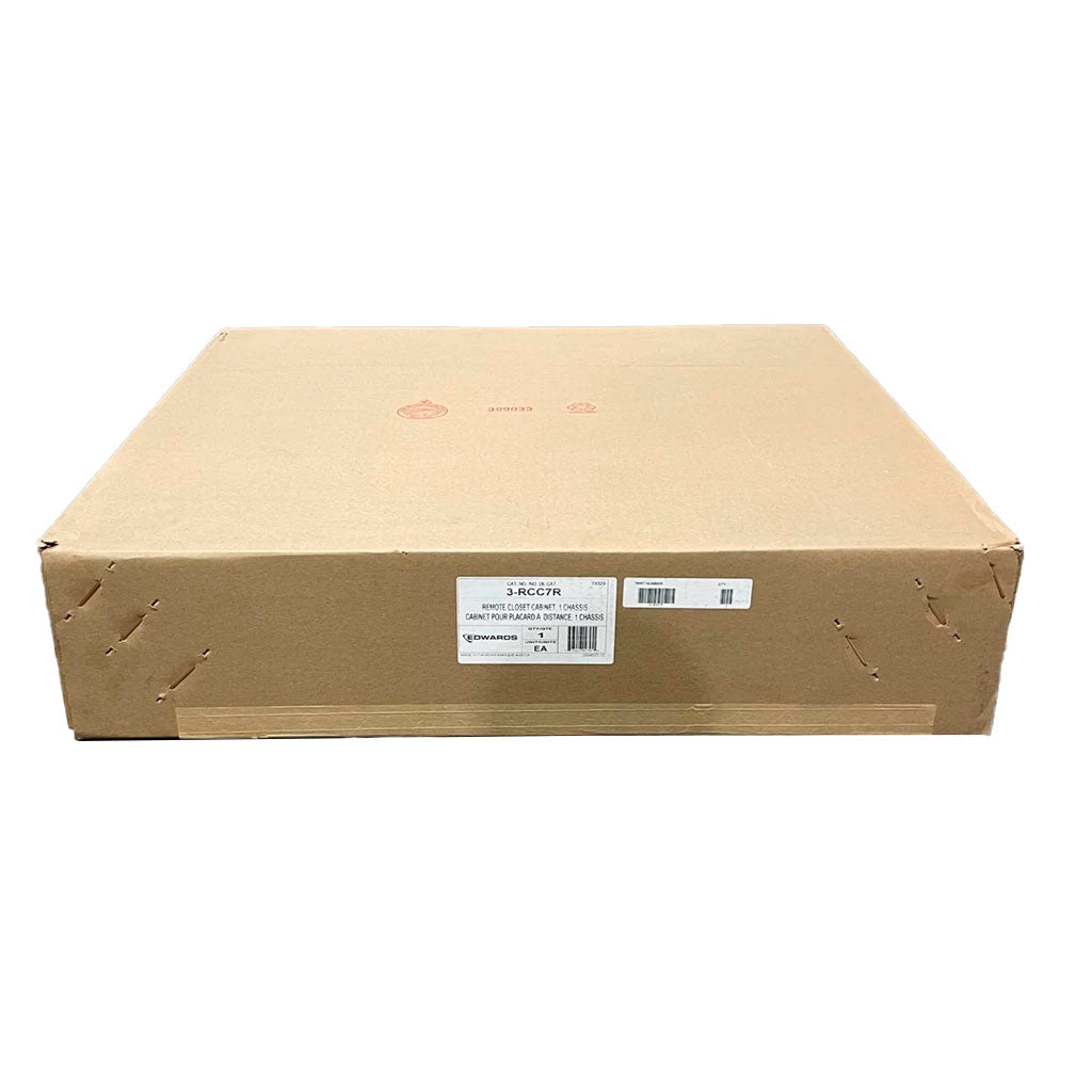 Edwards 3-RCC7R EST3 Panel Module interface board inside a red enclosure for remote closet installation.