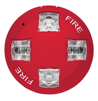 Red Edwards GCVRF Genesis ceiling-mounted fire strobe light for visual alert and safety signaling.