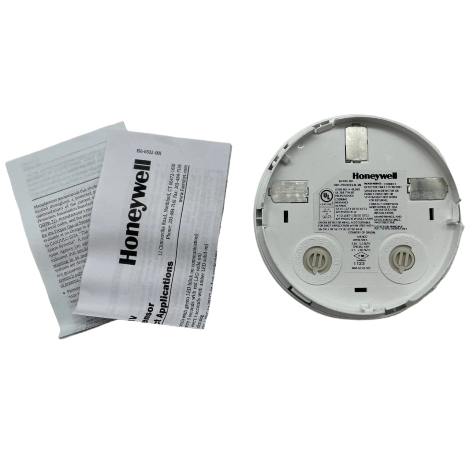 Farenhyt IDP-PHOTO-R-W photoelectric smoke detector with remote test capability, plug-in design, and smoke sensing features.