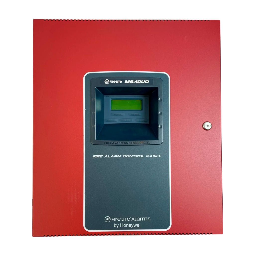 Fire-Lite MS-10UD-7 MS-Series control panel with 10 zones, fire alarm system control panel, mounted on wall, black front panel