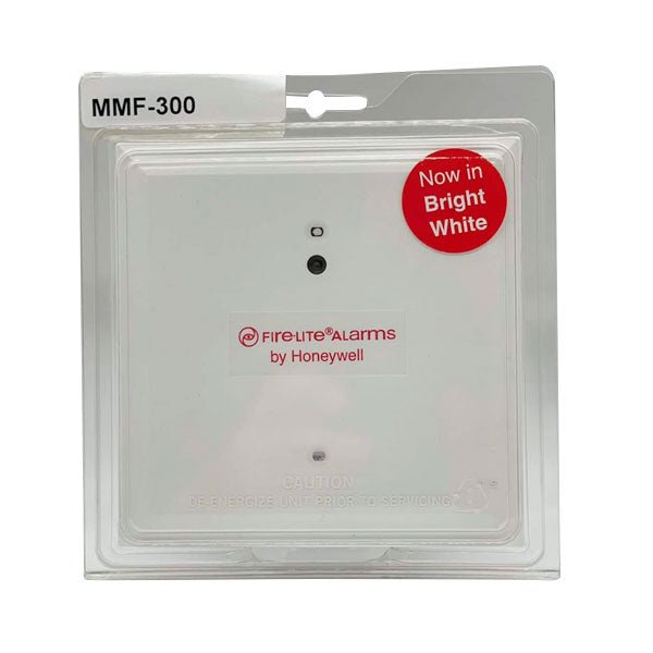 Fire-Lite MMF-300 addressable monitor module for fire alarm systems, showing circuit connections and mounting details.