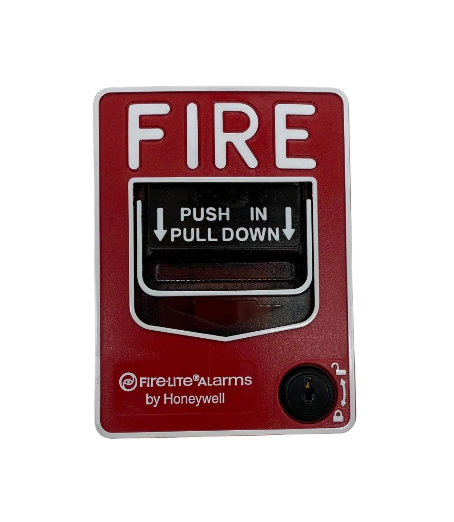 Fire-Lite BG-12L BG-Series manual pull station with dual-action handle, used for fire alarm activation.