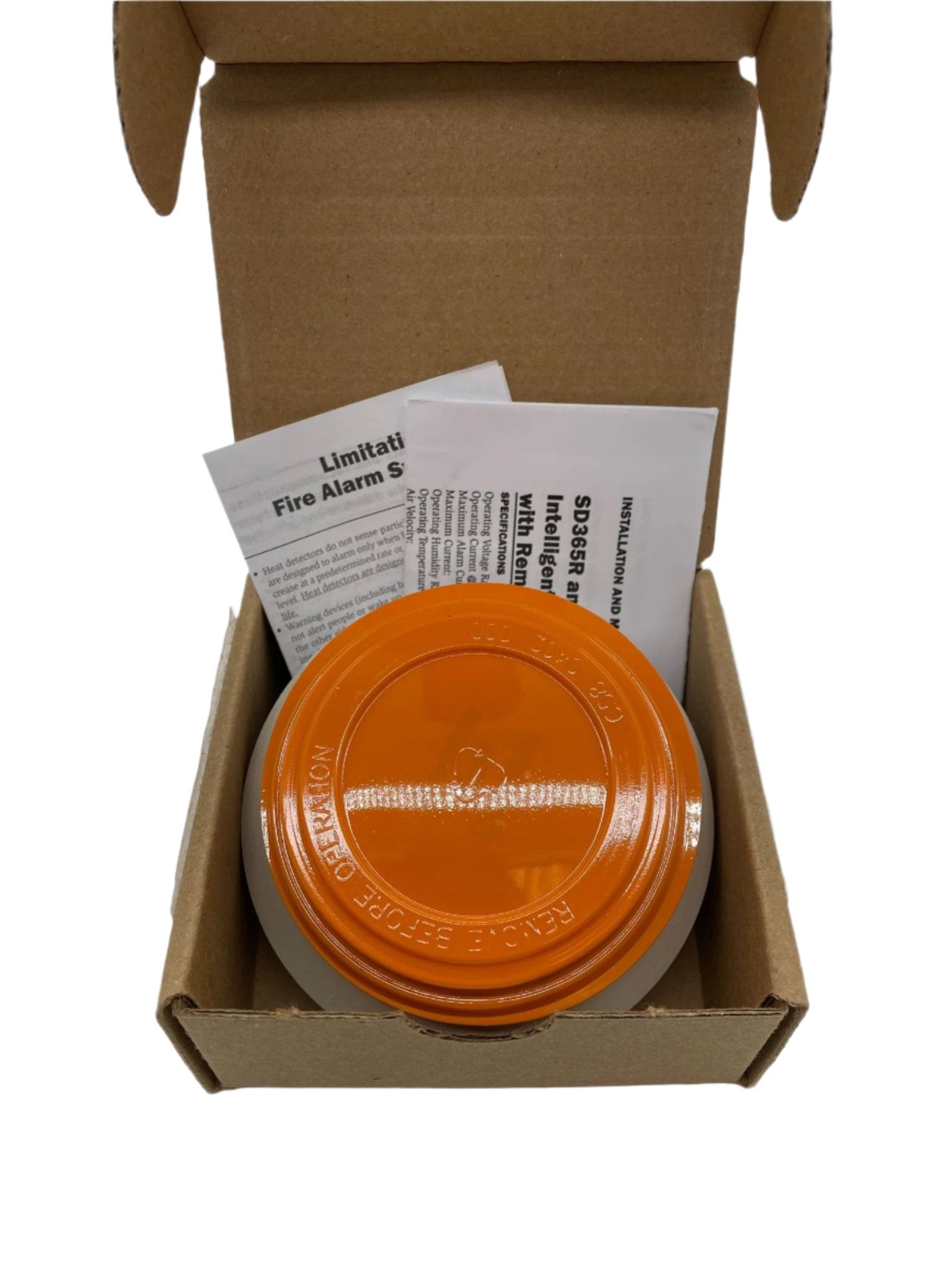Fire-Lite SD365R-IV photoelectric smoke detector in ivory, showing the sensor and detection vents for fire safety.