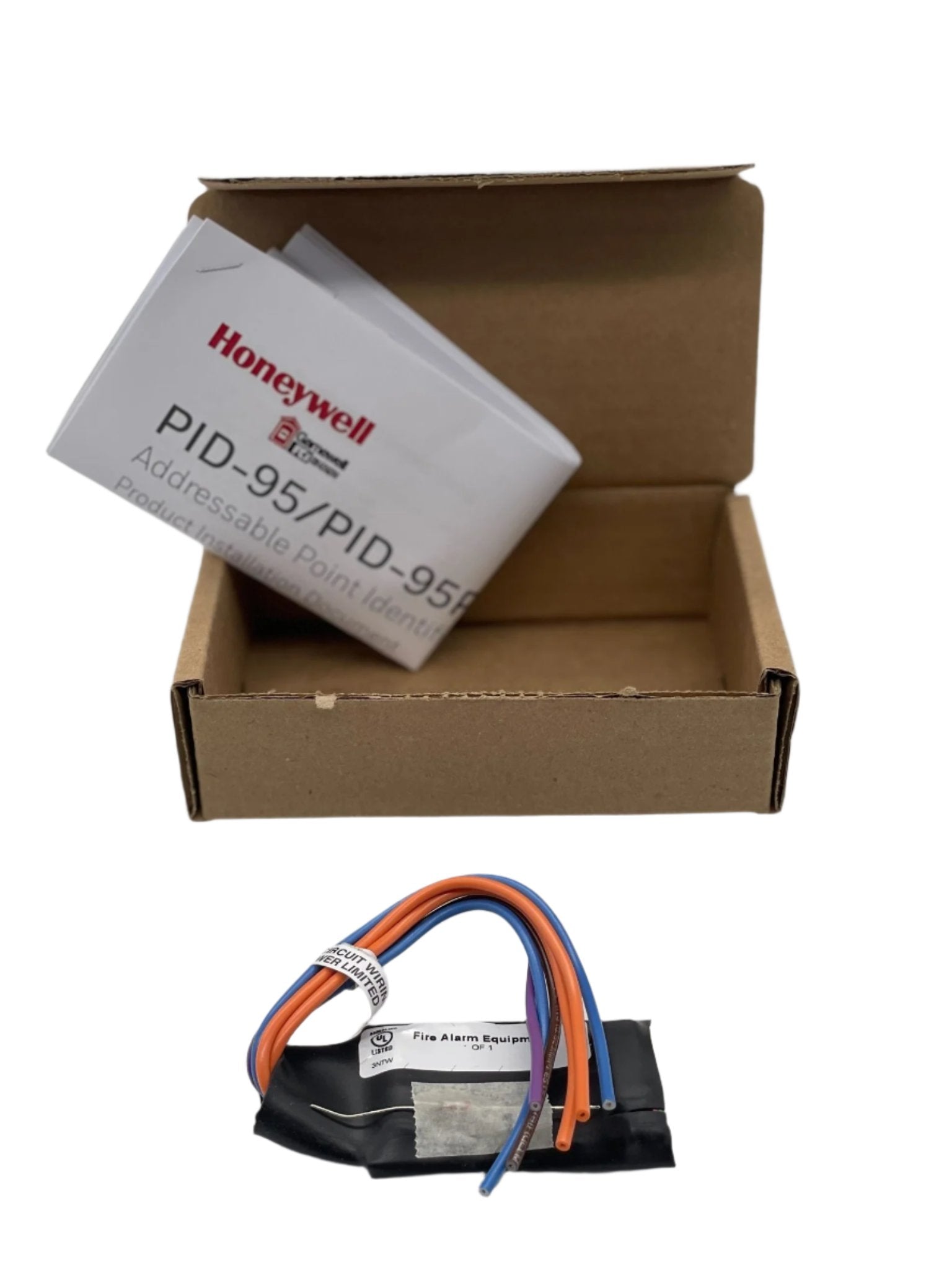 Gamewell-FCI GWPID-95 Point Identification Device monitor module with Apollo XP95 clip loop dry contact monitor for fire alarm systems.