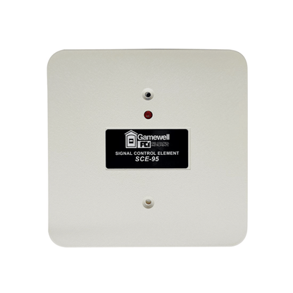 Gamewell-FCI GWSCE-95 fire alarm control panel with LED indicators and control interface, used for fire safety systems.