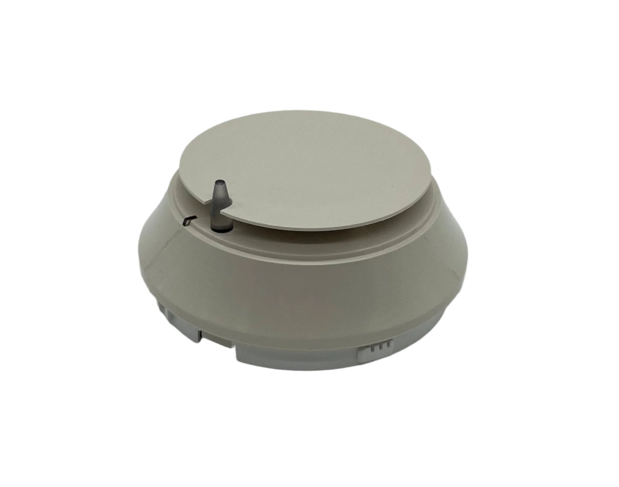 Gamewell-FCI MCS-PTIR-IV multi-criteria photo, thermal, infrared smoke detector in ivory with Velociti clip, mounted on ceiling.