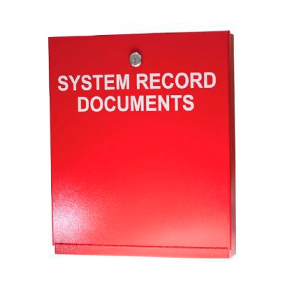Gamewell-FCI GW-SRD system record documents cabinet for NFPA 72 (2013) compliance, sturdy metal storage for fire alarm records.