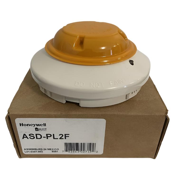 Gamewell-FCI ASD-PL2F legacy clip-protocol photoelectric smoke detector, service part, with black casing and mounting bracket.