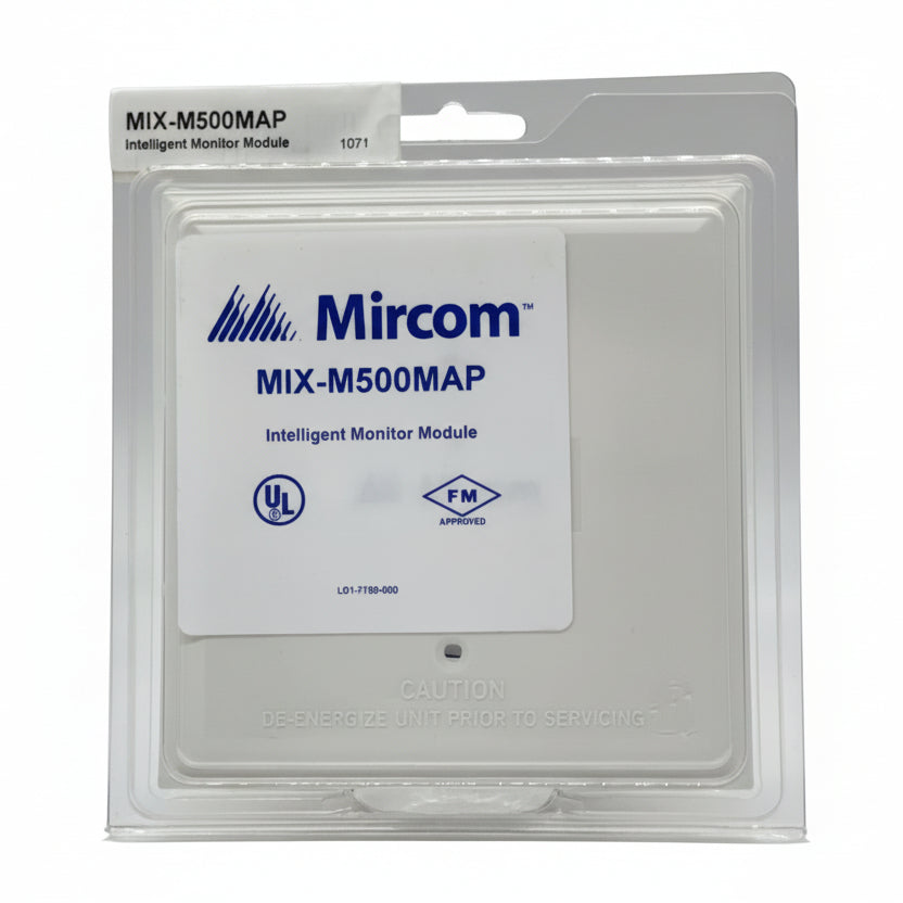 Mircom MIX-M500MAP addressable smoke detector mounted on ceiling, part of Mircom's fire alarm monitoring system.