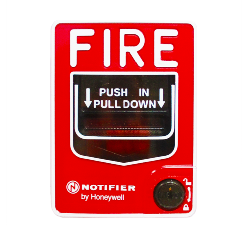 Notifier NBG-12LX addressable dual-action manual pull station with clear instructions and sturdy metal construction.