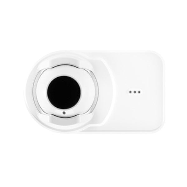 Notifier FS-OSI-RI intelligent reflected beam smoke detector, showing the sleek white sensor with mounting hardware.