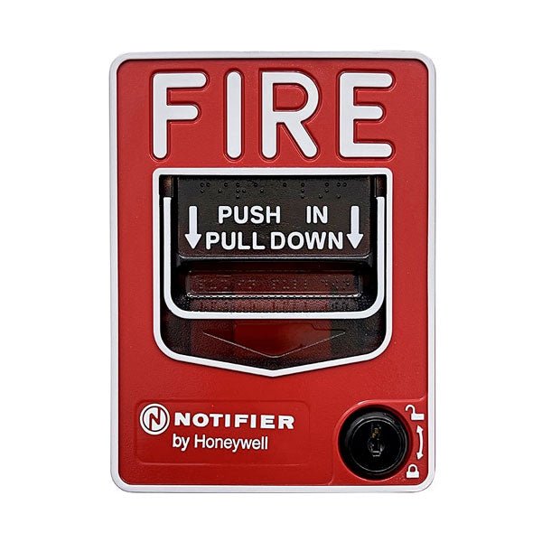 Notifier NBG-12L dual-action manual pull station for fire alarm systems, featuring easy-to-pull design and durable construction.