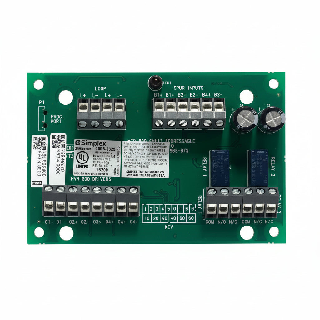 Simplex 4090-5250 IDNet addressable monitor module with multiple connection ports for fire alarm systems.