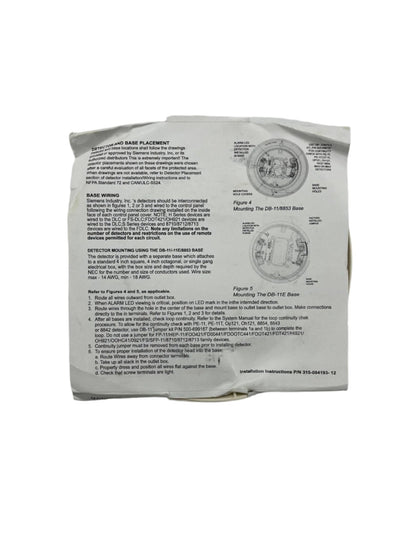 Siemens DB-11 detector base, low-profile surface-mount base for fire alarm systems, shown in a close-up view.