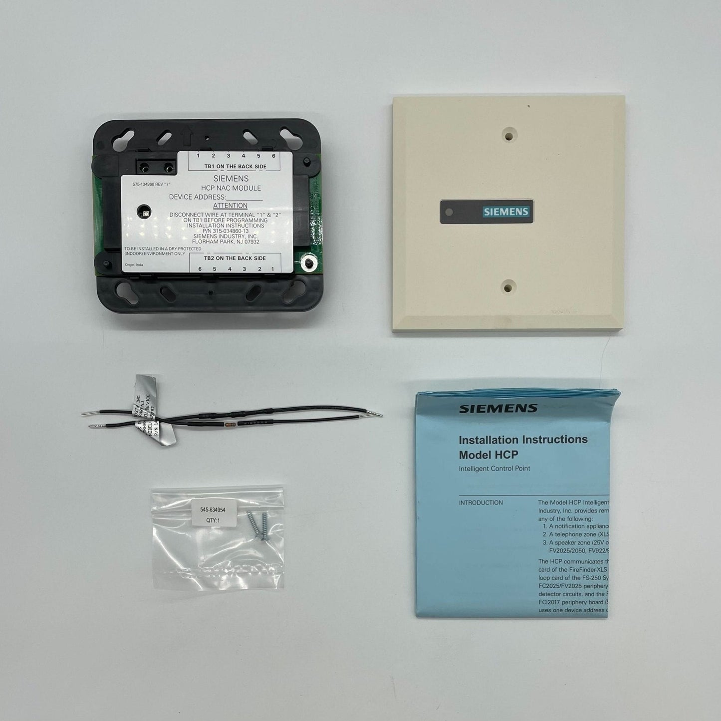 Siemens HCP replacement part, control point component for Siemens HVAC systems, visible with connectors and label on the device