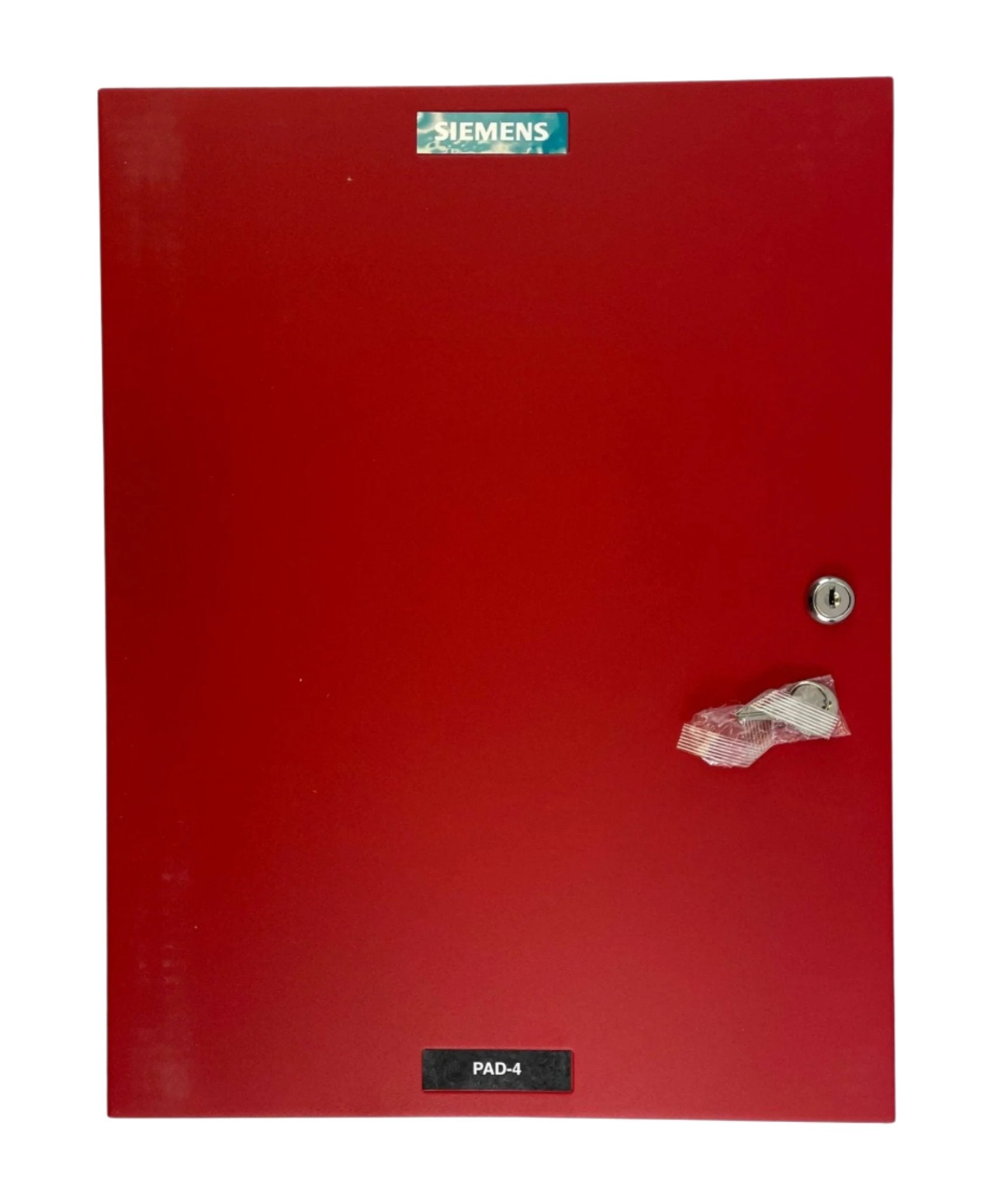 Siemens Cerberus PRO Panel Card PAD-4-ENCL interface board in a protective enclosure, used for fire alarm system expansion.