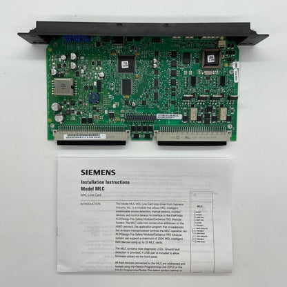 Siemens MLC replacement line card for fire alarm system, compatible Siemens MXL addressable device, black circuit board with connectors