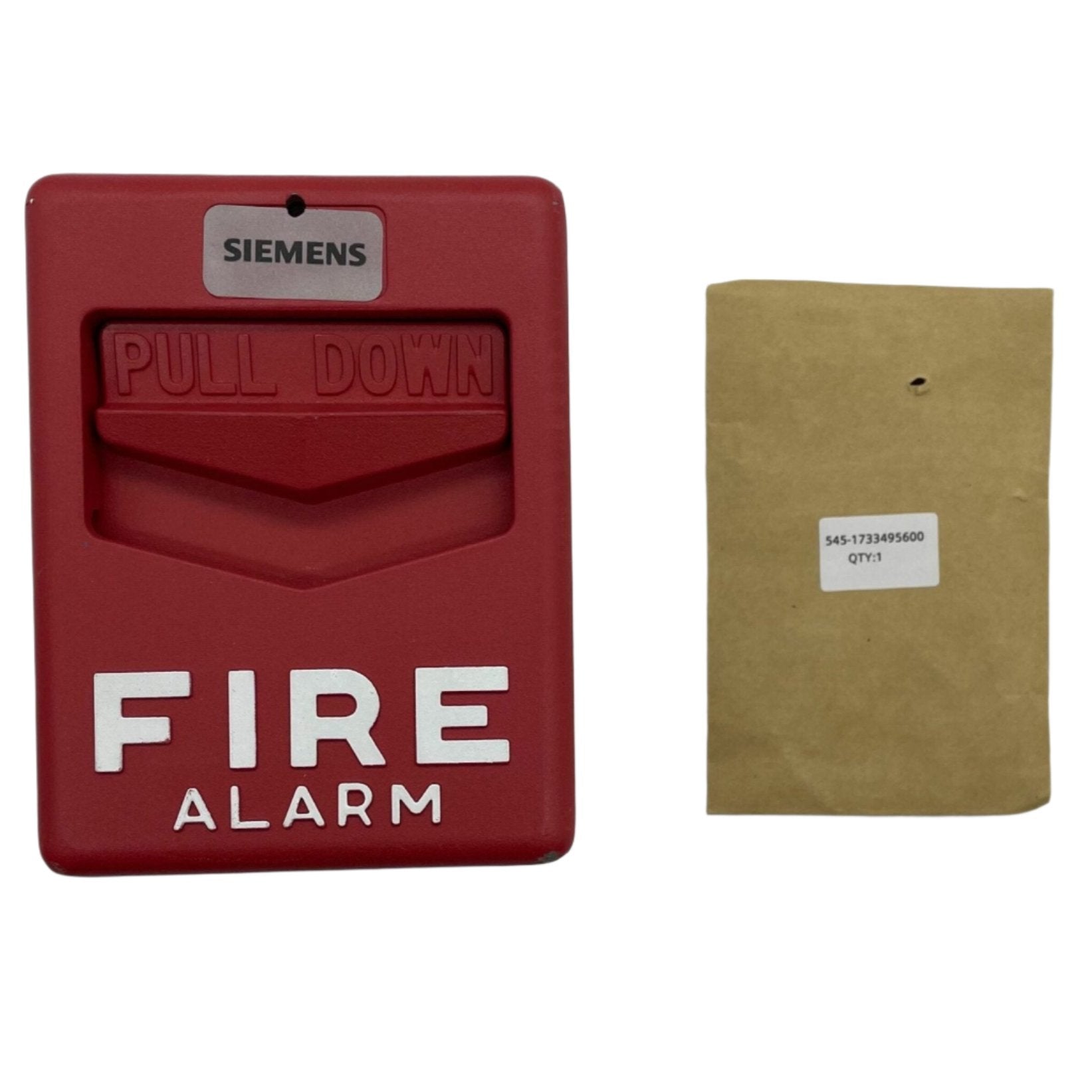 Siemens HMS-M Manual Pull Station for emergency alarm with single-action design, mounted on a wall.