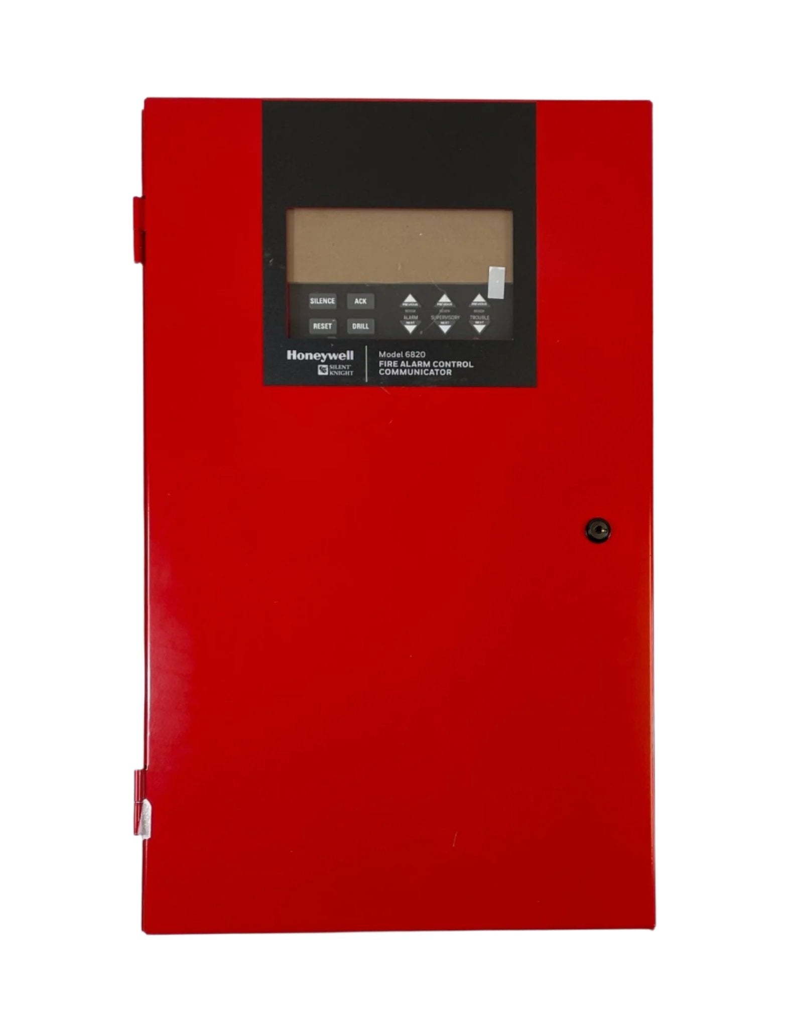 Silent Knight 6820 control panel with addressable FACP system, featuring multiple indicator points and a sleek design.
