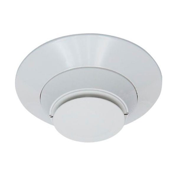 Silent Knight SK-PHOTO-W addressable photoelectric smoke detector with sensor and mounting bracket for fire safety.