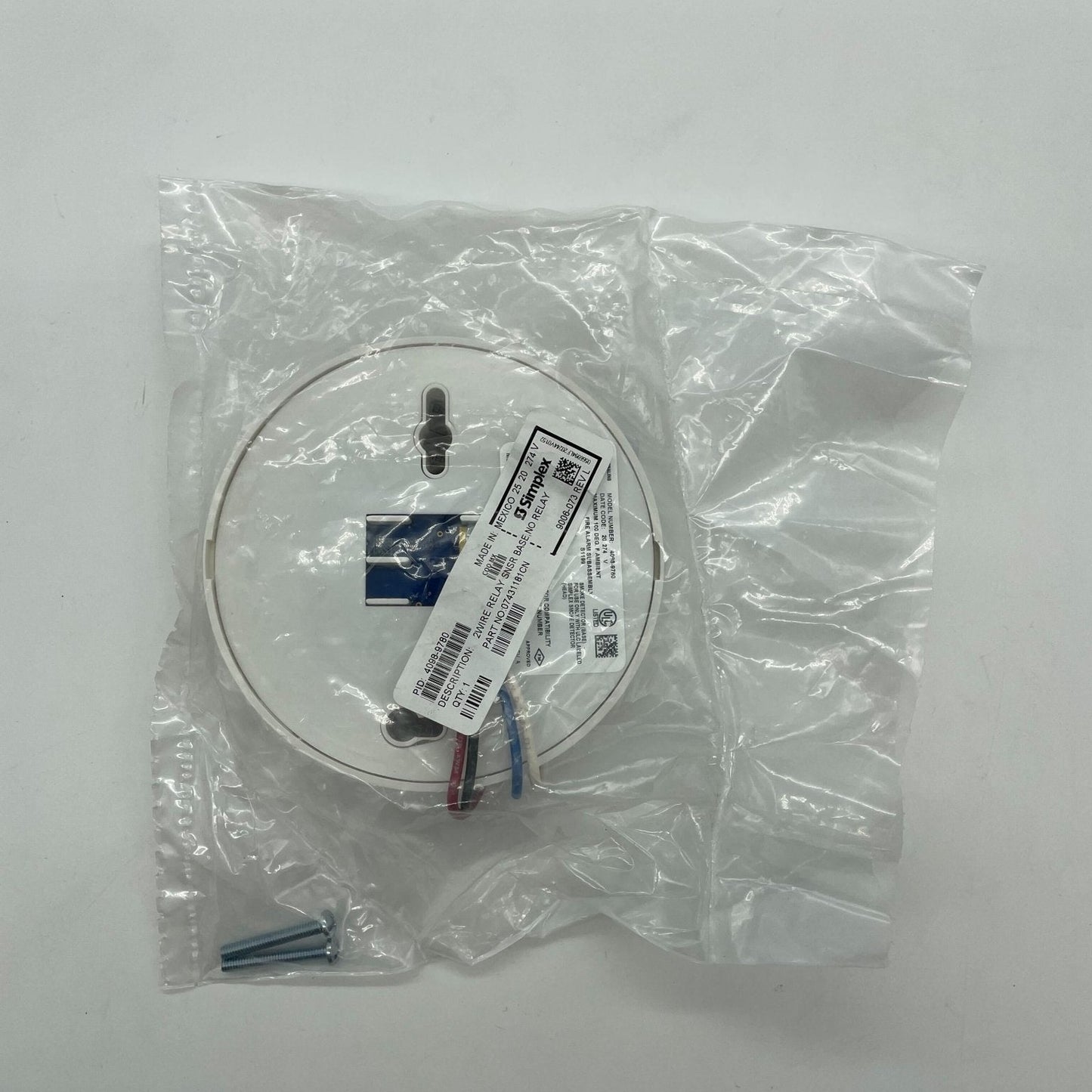 Simplex 4098-9780 TrueAlarm analog addressable device base with 2-wire supervised relay for fire alarm systems