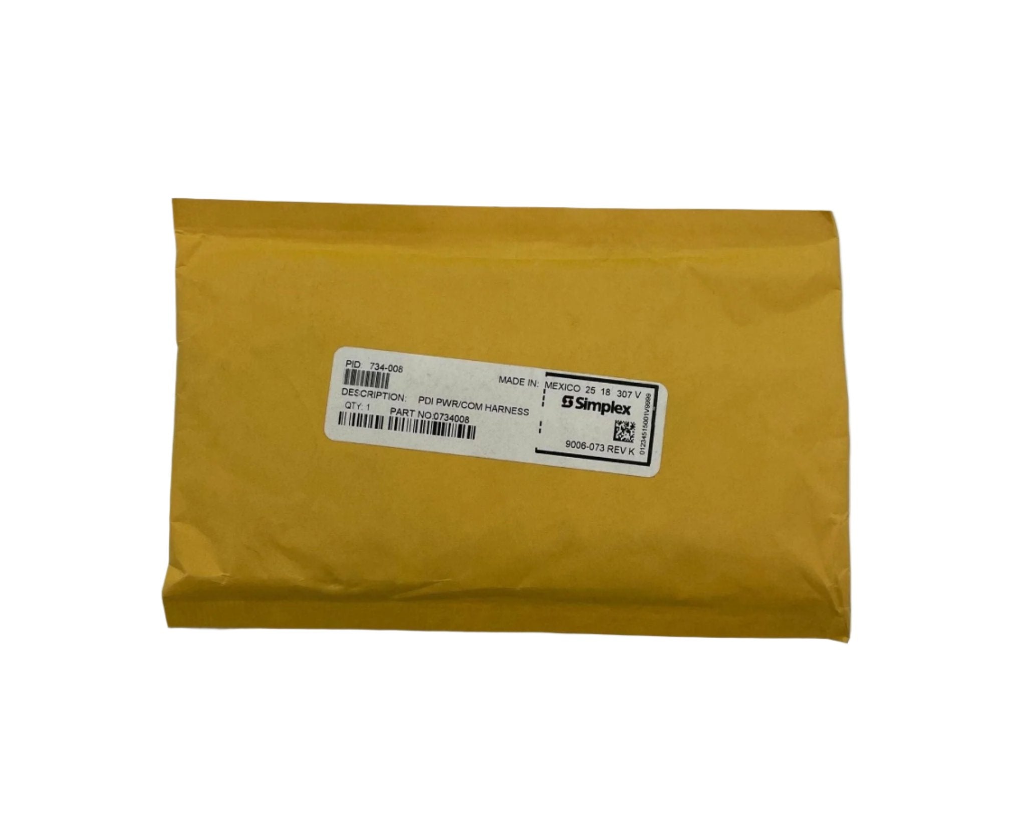 Simplex 734-008 PDI Power Communications Harness for 4100 Fire Alarm Control Panel, replacement part with wiring connections.
