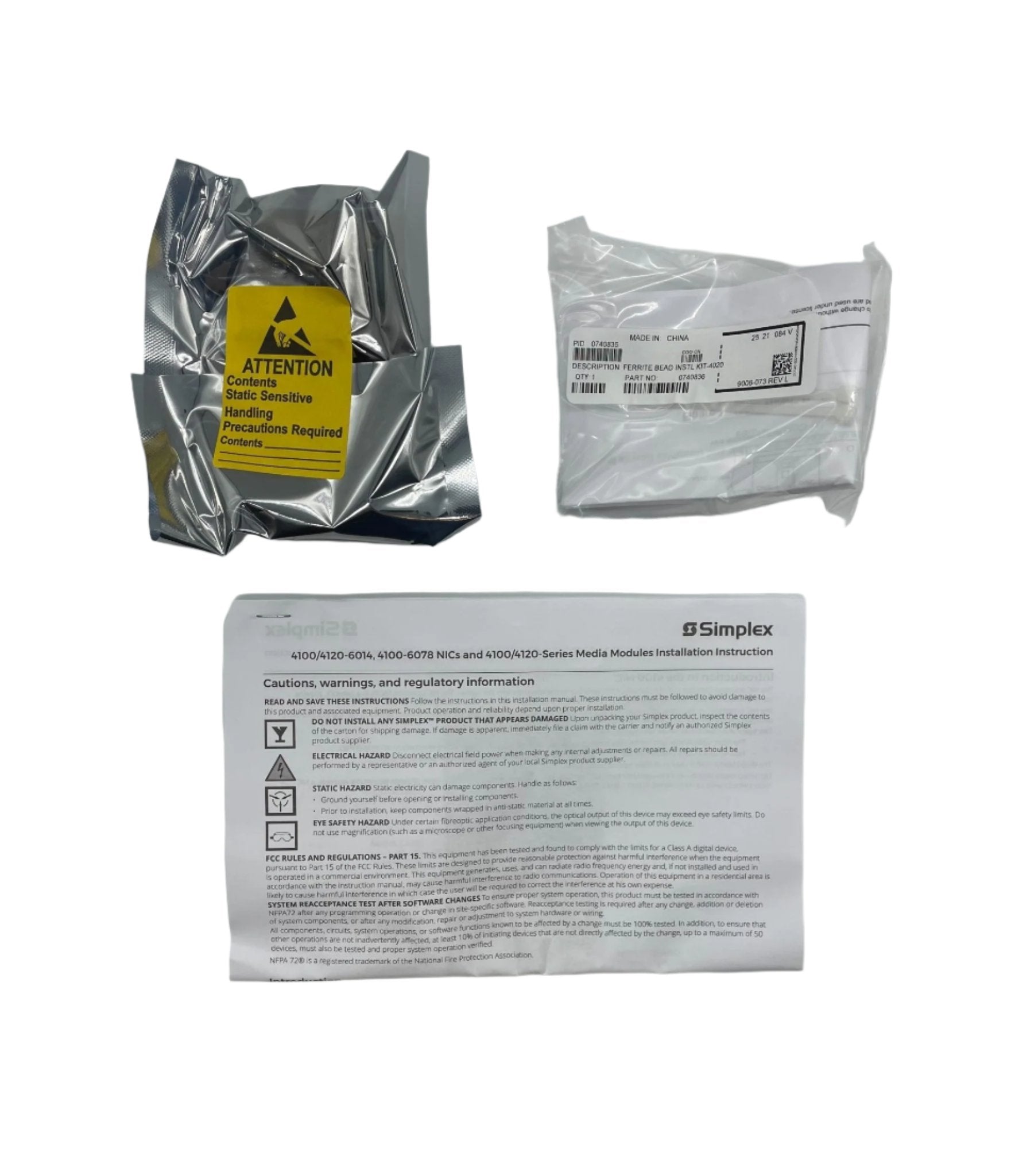 Simplex 4100-6056 4100ES panel module interface board with media card, used in fire alarm system components.