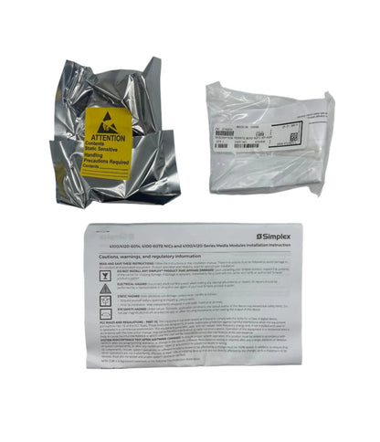 Simplex 4100-6056 4100ES panel module interface board with media card, used in fire alarm system components.