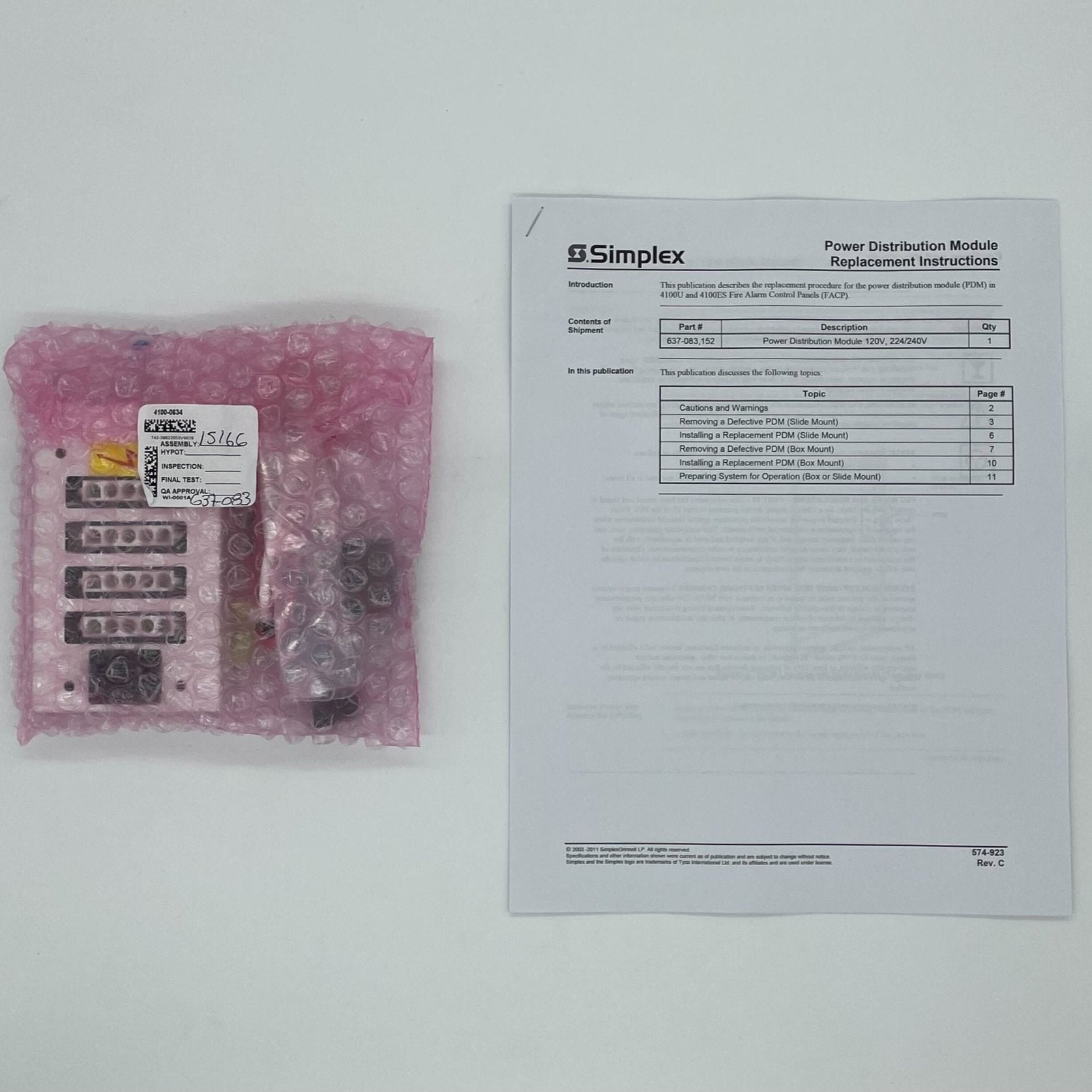Simplex 4100-0634 4100ES Panel Module interface board used for power distribution in security systems
