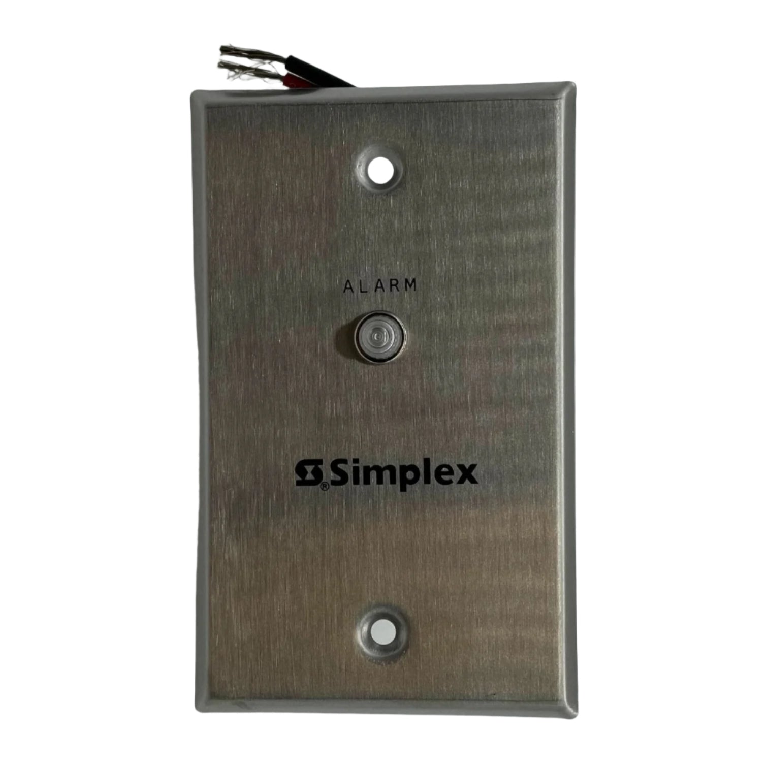 Simplex 2098-9808 conventional photo smoke detector with remote alarm indicator, mounted on ceiling for fire safety detection.